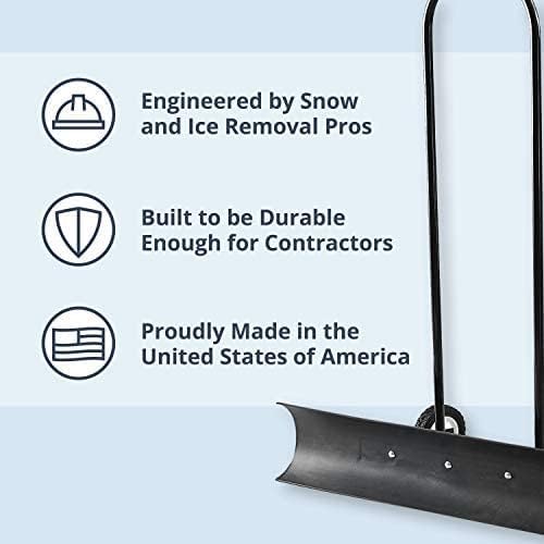 Image of Snowcaster 70SNC 36-inch Bi-Directional Wheeled Snow Shovel Pusher and Barn Shovel, 10.5 inch x 36 inch, Black