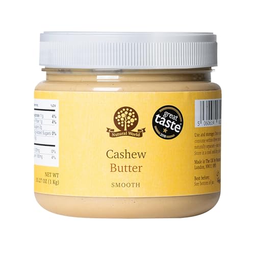 Nutural World - Smooth Cashew Nut Butter 35 Oz (1kg) - Great Taste Award Winner - 100% pure single ingredient