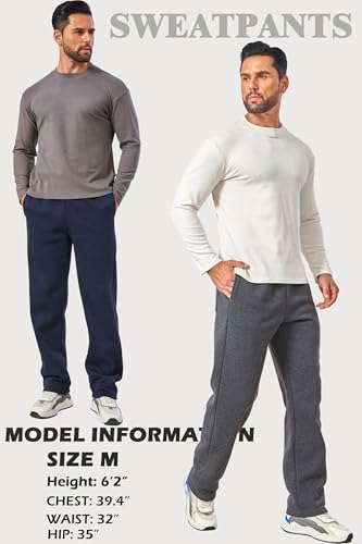 3 Pack Mens Fleece Athletic Loose Baggy Sweatpants Drawstring Workout Active Open Bottom Sweat Pants Big and Tall4