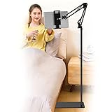 タブレットフロアスタンド 床置き 寝ながら 調節可能なユニバーサル360度回転メタルタブレットホルダー 電話スタンド for iPad pro、Kindle、android surface、Fire HD8、N-Switch、iPhone 16 15 14 多機種対応