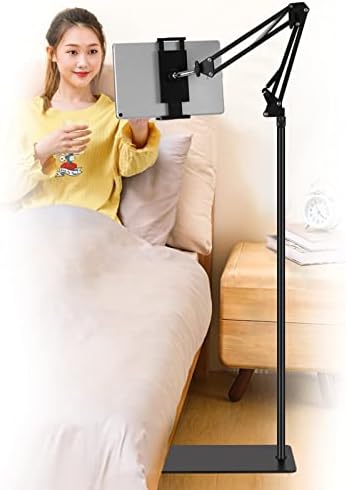 Tablet-Bodenständer, verstellbar, universal, um 360 Grad drehbar, Metall-Tablet-Halterung, Handy-Ständer für iPad/iPhoneX/iPad Pro oder andere 4,5~13 Zoll Geräte (schwarz)
