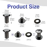 SHSMPXOY Chicago zestaw 20 śrub do książek, ze stali nierdzewnej M5 x 10 mm, śruby do introligatora, nitów do skóry, toreb, książek, obroży, plecaków, smyczy dla psów (czarne, błyszczące)