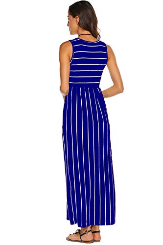 Image of Hount Women's Summer Sleeveless Striped Flowy Casual Long Maxi Dress with Pockets