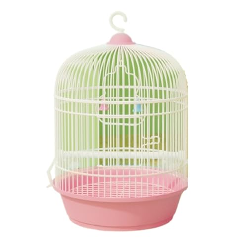 Papageienkäfig Garten Runder Metallvogelkäfig Mit Drahtstärke- Leichtbau- sicherem Belüftungs- Safe Wellensittich Käfig Vögel(Pink)