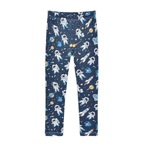 Wusikd Cartoon Astronauts Girls' Leggings Toddler Doodles Spaces Kids Yoga Pants Dance Active Tights 4T