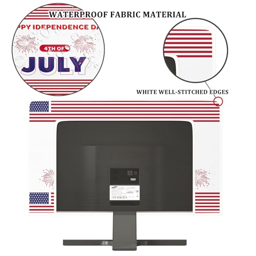 Image of Happy Independence Day Waterproof Screen TV Cover 75 Inch 4th of July American Flag Firework Screen TV Covers Anti-Static Dust proof Protective Cover for LCD /LED /HD