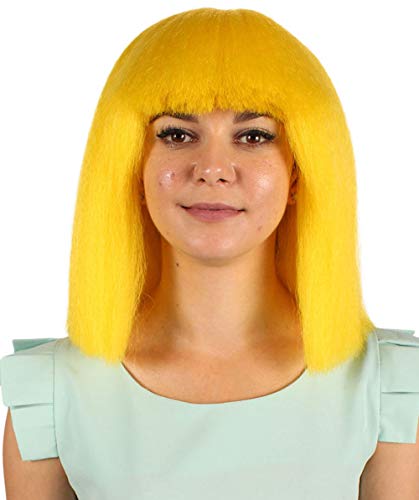 Wigs2you.com�E�B�b�O �{�u �X�g���[�g ���f�B�[�X �t���[�T�C�Y �p�[�e�B�[ �R�X�v�� �n���E�B�� �C�x���g ���� �O���t�� �Ԕ� �N�₩�J���[ - �C�G���[(H-1496-YELLO)