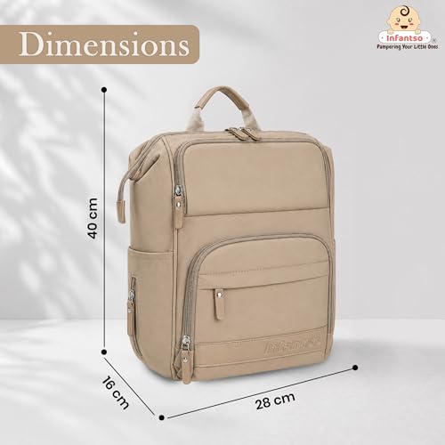 Image of Infantso Premium Multifunctional Waterproof Diaper Bag For Mothers For Travel /Diaper Bags With Multi Compartments, Insulated Bottle Pockets, Hanging Strap, Anti-Theft Pocket, 27Lt Maternity Bag