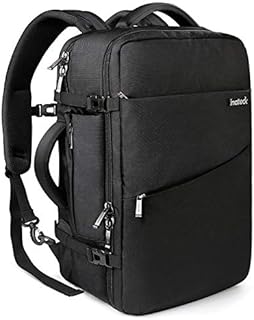Inateck Cabin Luggage Carry On Backpack for Travel, Flight Approved 40 Litre Business Travel Rucksack Hand Luggage Fit 17 Inch Laptop, with Rain Cover for Men Women - Black