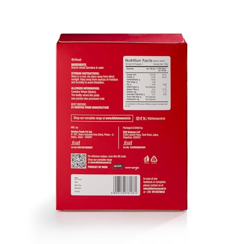 Image of Kitchen Secret Penne Pasta 500gm- 100% Durum Wheat Semolina, Fresh Pasta with High in Protein & Fiber, 100% Eggless, No Maida & No Preservatives, Easy To Cook Tasty Italian Dish Anytime (Pack of 2)