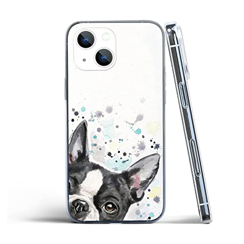 Niceboomna Compatible with iPhone 14 Case, Cute Boston Terrier Watercolor Slim Fit Soft TPU Full-Body Shockproof Protective Cover Case Gift for Women Girl…