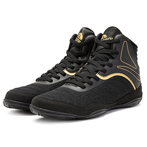 Ifrich Professional Mens Wrestling Shoes Lightweight Breathable Men Wrestling Sport Sneakers (11.5,Black Gold) #TOP5