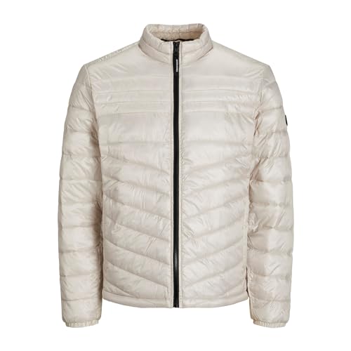 JACK & JONES Mens Puffer Jacket Full Zip Long Sleeve Quilted Padded Puffer Jacket for Men UK, Beige Colour, Size: XL