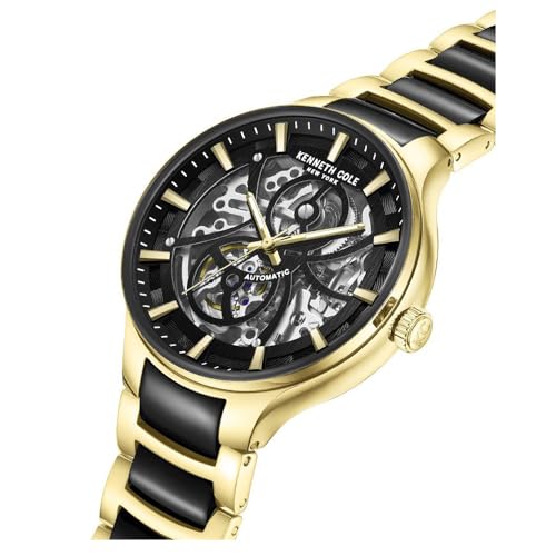 Image of KENNETH COLE Black Dial Automatic Stainless Steel Strap Watch for Men