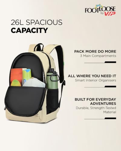 Image of FOOTLOOSE by VIP Nomad Laptop Backpack for Men & Women | 26 Litre Travel Backpack with 15.6 inch Laptop Compartment | Office, College, School Bag