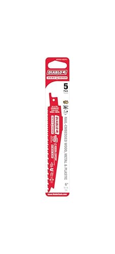 Miniatura 2 de Diablo Hoja de sierra recíproca bimetálica para cortes de uso general  6 pulgadas de longitud, diente variable, diente, 814 TPI, paquete de 5
