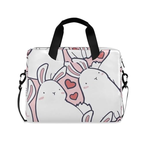 MiaoLD パソコンケース PCケース うさぎ 兎 ハート ピンク かわいい ノートPCインナーケース 15.6インチ A4対応 耐衝撃 超強保護 ノートパソコンバッグ ビジネスバッグ レディース メンズ 通勤 通学 出張 手揚げ ショルダー付き 男女兼
