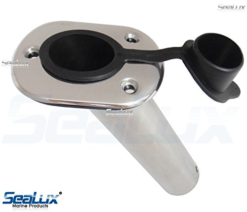 SeaLux Marine 30 Degree Flush Mount Stainless Steel Fishing Rod Holder with Cap and Liner