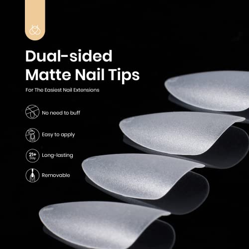 Beetles Gel Nail Tips For Nail Art, 510Pcs Matte Medium Almond Pre-Shaped Clear Full Cover False Nails For Gel Art Polish, Soak Off Nail Extensions Acrylic Nails False Press On Nail Tips #TOP1
