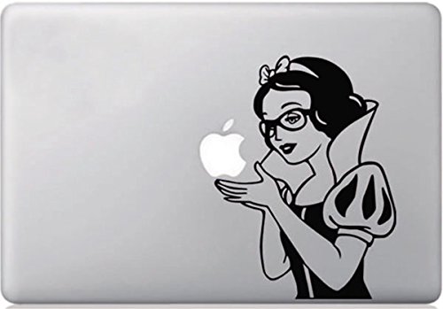 VATI Hojas desprendibles Creativo Blancanieves Holding Apple con Gafas Sticker Decal Skin Arte Negro para Apple Macbook Pro Aire Mac 13"15" Pulgadas/Unibody 13"15" Pulgadas portátil Cover