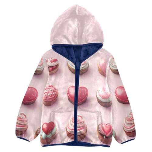 Love Cake Girls Fleece Jacket Girls Fall Jacket Girls Zip Up Hoodie Girls Sherpa Jacket 2-10T