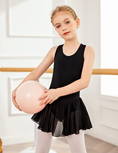 Image of Arshiner Kid Girls Hollow Back Ballet Leotard with Skirt Sleeveless Dance Dresses