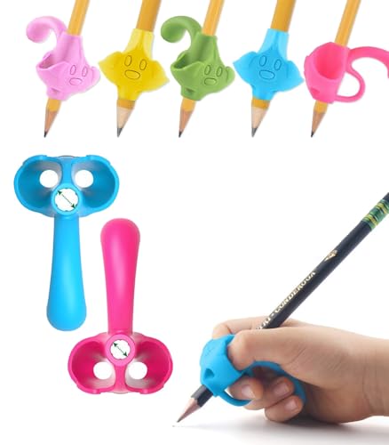 firesara Asas para lápices, 5 unidades, ayuda de escritura para lápiz, dos tamaños, corrector de postura, agarre de dedo para artritis en adultos, para zurdos o derechos