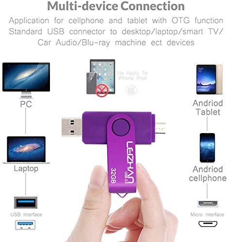 Leizhan Micro Usb Flash Drive 32Gb Otg Memory Stick Thumb Drive Gift Compatible For Android Smart Phone, Jump Drive Pendrive For Pcs (Purple) #TOP2