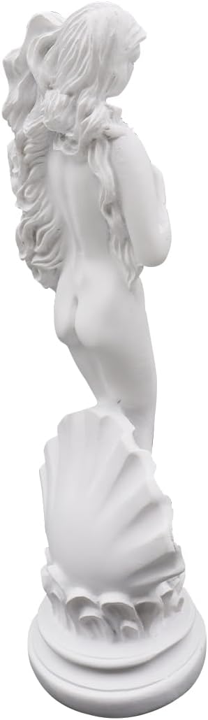 Riven Venus Aphrodite Resin Sculpture Figure, Greek Goddess Decorative Statue with Seashell Base, Classic White Ornaments for Home Art Decoration