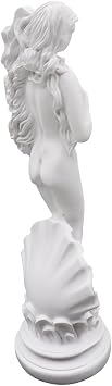 Riven Venus Aphrodite Resin Sculpture Figure, Greek Goddess Decorative Statue with Seashell Base, Classic White Ornaments for Home Art Decoration