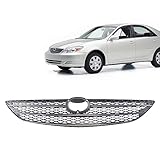 JustDrivably Replacement Parts Front Grille Grill Assembly With Chrome Molding With Silver Gray Insert Compatible With Toyota Camry 2002 2003 2004