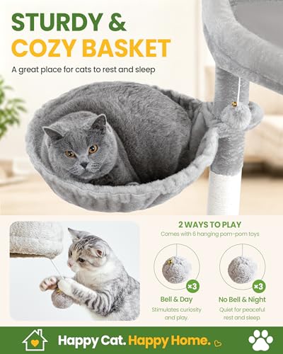 Feliskyn 67in Cat Tree Tower for Indoor Cats, Multi-Level Light Grey — view 5