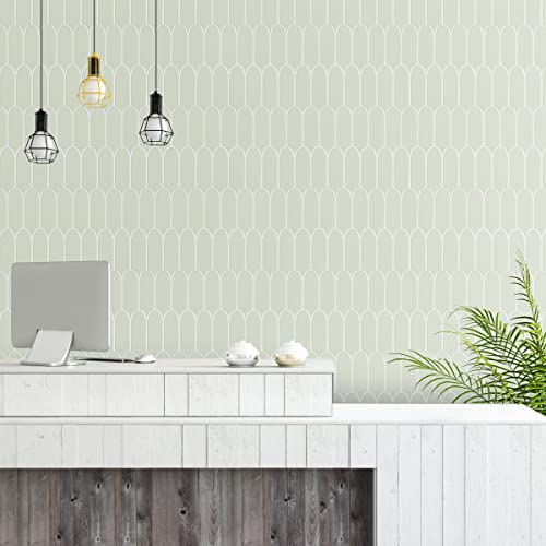 Peel And Stick Backsplash, Self-Adhesive Backsplash Tile For Kitchen,Sage Green Peel And Stick Tiles, 12"X12" Feather Wall Tiles, Stick On Backsplash For Kitchen, Bathroom, Rv Etc (Pack Of 10) #TOP2