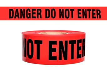 Barricade Tape - Danger Do Not Enter - Red 3" x 1000 ft Non Adhesive 2 mil 8 Roll/Case