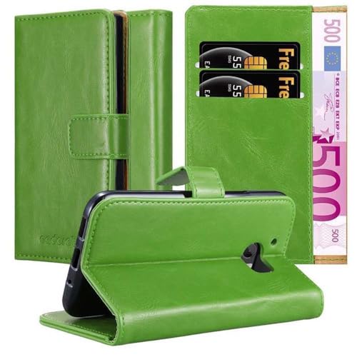 Cadorabo Hülle kompatibel mit HTC ONE M10 aus Premium Kunst Leder Flip Klappbare Stoßfeste Magnetische [Standfunktion] [Kartenfächern] Cover Hülle für HTC ONE M10 Tasche in Grün