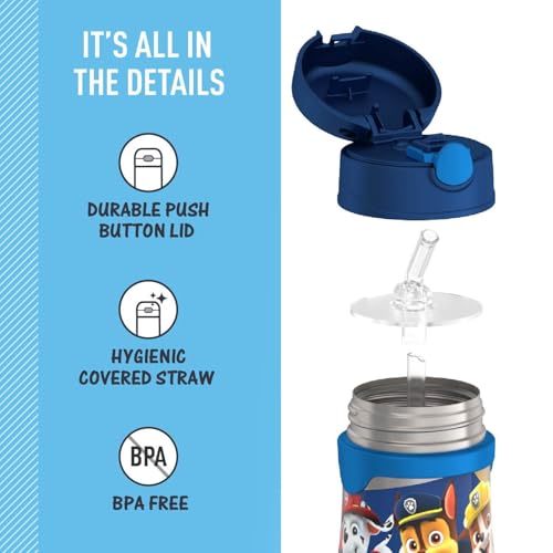 Image of THERMOS Vacuum Insulated Stainless Steel 10oz Straw Bottle, PAW PATROL BOY
