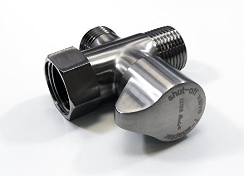 Luxe Bidet Metal T-Adapter With Shut-Off Valve, Winged 3-Way Tee Connector, Nickel Finish, For Luxe Neo Bidets #TOP2