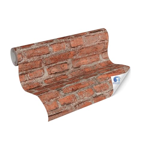 Papel pintado mural DESIGNDROP - papel pintado tejido-no tejido precolado piedra en rojo, marrón - 10,05m x 0,53m - papel pintado ladrillo moderno para el salón - 784561