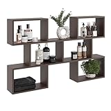 KUBUTKU Mordern - Estantería de pared grande con 6 compartimentos, color wengué