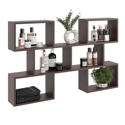 KUBUTKU Gran estantería de pared con 6