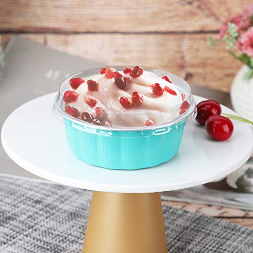 Beasea Ramekins With Lids, 8 Oz 50 Pack Disposable Aluminum Cups For Baking, Elegant Blue Aluminum Foil Cups Creme Brulee Muffin Cupcake Baking Cup Mini Pudding Cups For Party Wedding Birthday #TOP3