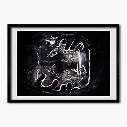 Tableau de peinture de papillons pour salon chaleureux avec cadre 70x50