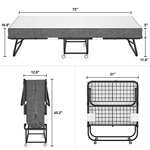Karcog Rollaway Bed, Folding Bed With Mattress For Adults thumb #2