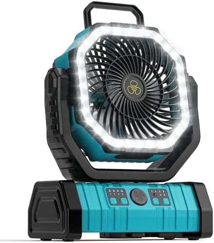 Camping Fan - 20000mAh Battery Powered Fan Rechargeable with LED ...