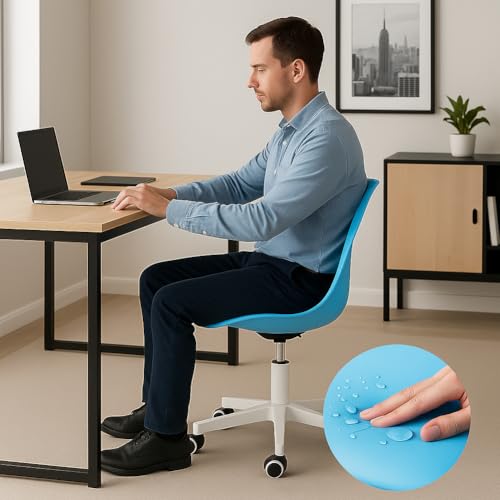 Sedia da Ufficio Scrivania Ergonomica Design Moderno con Altezza Regolabile e Cuscino Imbottito ad Alta Densità, Seduta Girevole con Ruote Piroettanti, Ideale per Casa, Studio (Blu) - Sedia gaming - Immagine 3