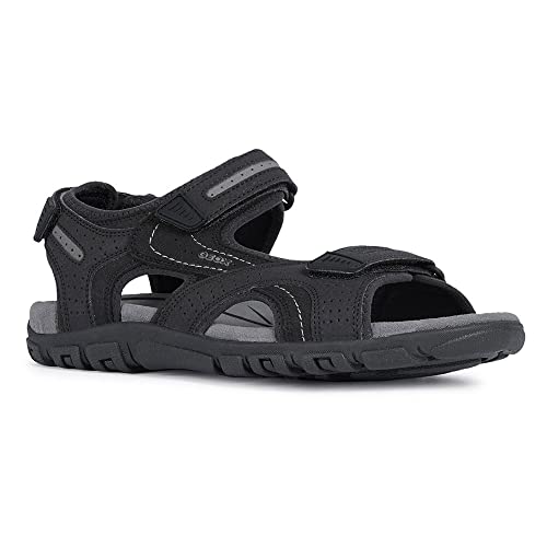 Geox Uomo Sandal Strada D, Sandalias para Hombre, Multicolor (Black/Stone), 41 EU
