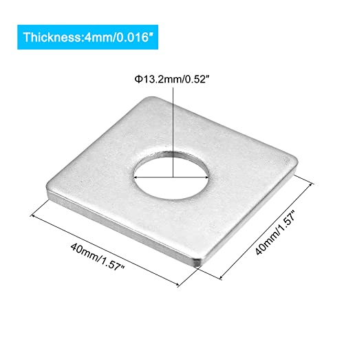 Uxcell Square Washer, 2Pcs M12X40X40X4Mm 304 Stainless Steel Square Plate Washers Flat Pad Spacer Gasket For Hardware Fastener #TOP1