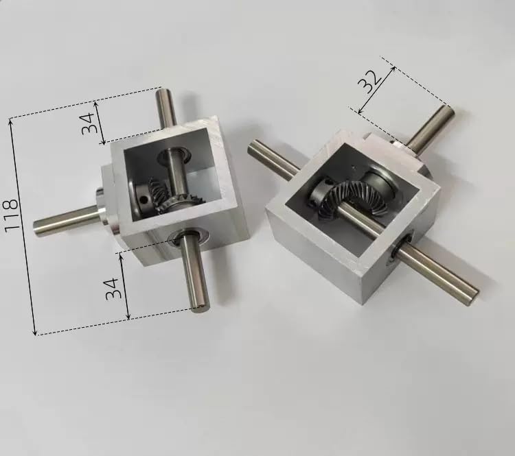 Angle Steering Corner Device 1:1 Transmission Spiral Bevel Gear Cross T Type Right Angle Drive Gearbox 8mm Dual Output Shaft Commutator Driving Change