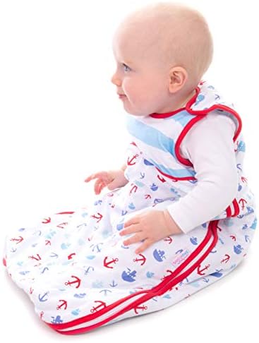 Snoozebag Baby Sleeping Bag Boats and Anchors 100% Cotton 2.5 Tog Unisex Nursery Side Zip (18-36 Months)