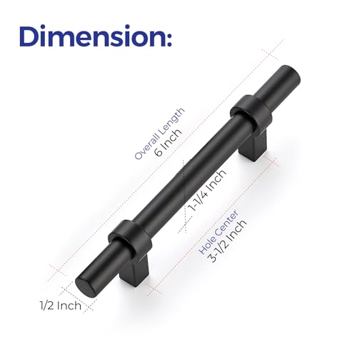Image of Ravinte 15 Pack 6 Inch Cabinet Pulls Matte Black Kitchen Cabinet Hardware Cupboard Handles with Square Base 6 inch Length,3.5 inch Hole Center